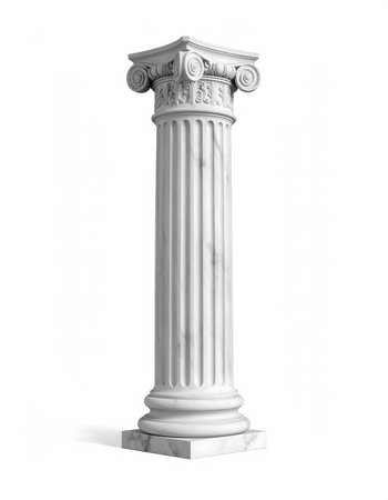 Antique column isolated on a white background. 3d render.の素材