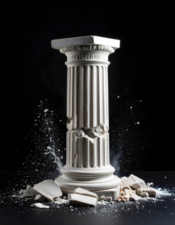 White gypsum gypsum model on a black background.の素材