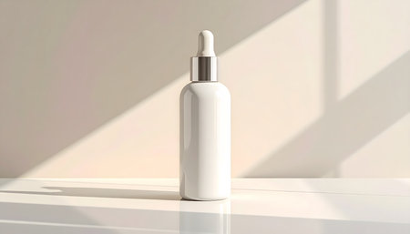 Cosmetic bottle mockup on white background. 3D rendering.の素材