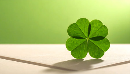 four leaf clover on green background. St. Patrick's Dayの素材