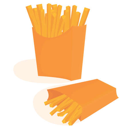 deep-fried potatoes. fries in the package. fast food. unhealthy delicious food. vector flat....