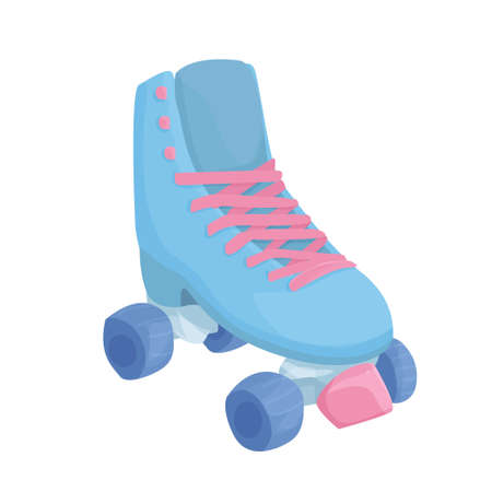 blue roller skate for figure skating isolated on white background. Quad skate. active lifestyle....