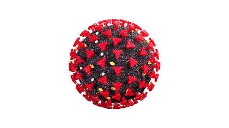Isolated Coronavirus COVID 19 on white background 3D illustration 3D rendering