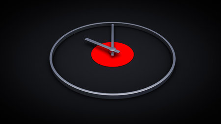 3d illustration of minimal clock 10 O clock black and white 3d renderingの写真素材