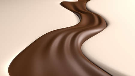 3d rendering of wave of dark Chocolate or Cocoa splash, Caramel Background, Abstract background, 3D illustrationの写真素材