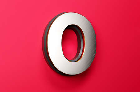 0 no digit white silver foil numbers Black border set on a red background in 3d rendering count