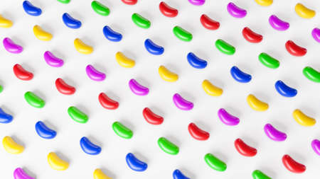 Round colorful jelly beans set. Realistic . Good for packaging design. Jellybeans isolated on white jelly pattern 3d Illustration 3d renderingの写真素材