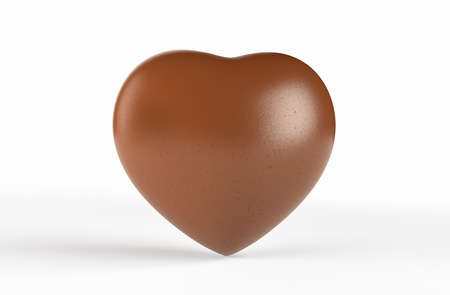 Chocolate heart, Milk chocolate heart isolated on white background 3d illustrationの写真素材