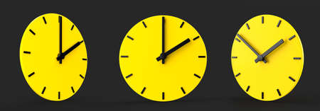 Yellow time clock isolated 3d illustration