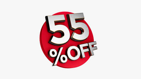 55 Percent off 3d Sign on White Special Offer 55% Discount Tag flash, Sale Up to Fifty five Percent...
