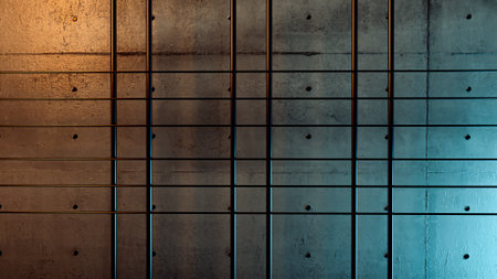 iron bars or metal grating concrete wall on window or prison cell 3d illustrationの写真素材