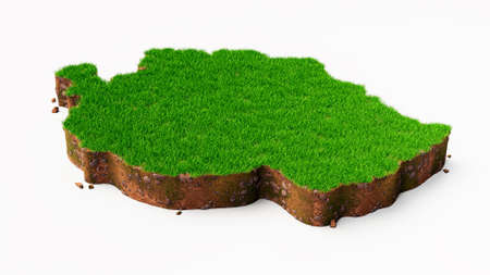 Tanzania Map Grass and ground texture 3d illustrationの写真素材