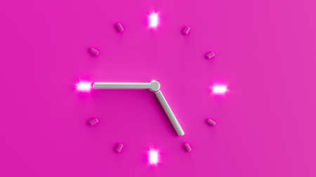 Pink 3d Clock Time 15 minutes to 5 o'clock. pm am Silver needle backlit dial light 3d illustrationの写真素材