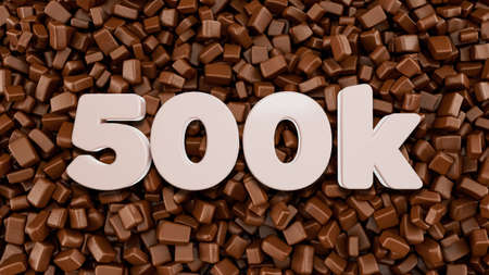 500k 3d Text on Chocolate Chunks background 3d illustrationの写真素材