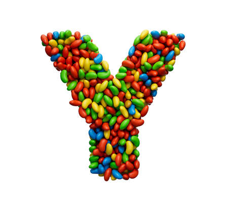 Alphabet Y Colorful Jelly Beans Letter Y Rainbow Colourful candies jelly beans 3d illustration