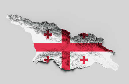 Georgia Map and flag 3d topographic map 3d illustrationの写真素材