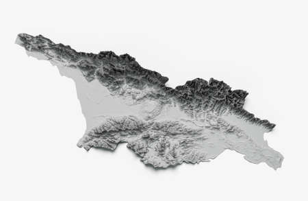 Georgia Map and flag 3d topographic map 3d illustrationの写真素材