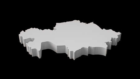 Kazakhstan 3D map Geography Cartography and topology Sea Blue surface 3D illustrationの写真素材