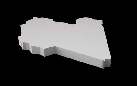 Libya 3D map Geography Cartography and topology Sea Blue surface 3D illustrationの写真素材