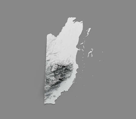 Belize Map Belize Flag Shaded relief Color Height map on white Background 3d illustrationの写真素材