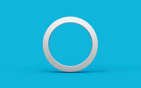 White ring isolated on Blue background Abstract white geometric shapes 3d illustrationの写真素材