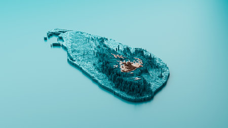 Topographic Sri Lanka Map Hypsometric Srilankan Elevation tint Spectral Shaded relief map 3d illustrationの写真素材