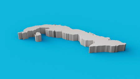 Cuba 3D map Geography Cartography and topology Sea Blue surface 3D illustrationの写真素材