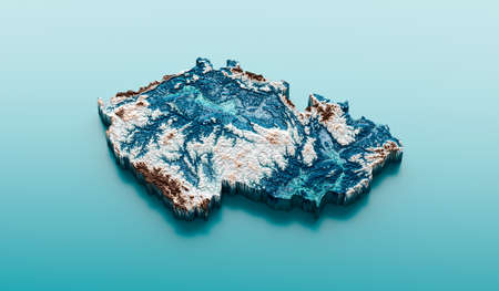 Topographic Czechia Map Hypsometric Czech Republic Elevation tint Spectral Shaded relief map 3d illustrationの写真素材