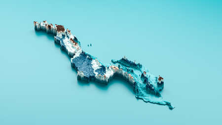 Topographic Malawi Map Hypsometric Malawi Elevation tint Spectral Shaded relief map 3d illustrationの写真素材