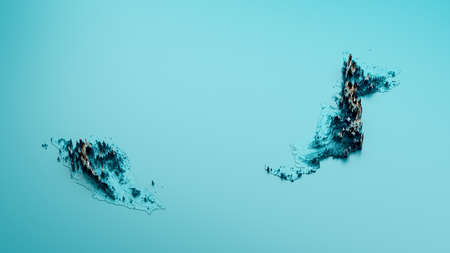 Topographic Malaysia Map Hypsometric Malaysian Elevation tint Spectral Shaded relief map 3d illustrationの写真素材