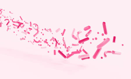 Pink and white sprinkles colored on light background 3d illustrationの写真素材