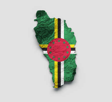 Dominica Map Flag Shaded relief Color Height map on white Background 3d illustrationの写真素材
