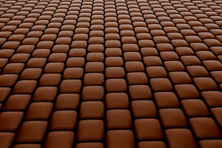 Brown sugar coated chocolate candy square shape Pattern 3d illustration