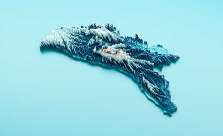 Topographic Moldova Map Hypsometric Elevation tint Spectral Shaded relief map 3d illustration