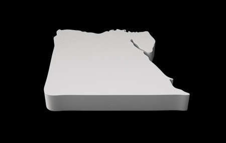 Egypt 3D map Geography Cartography and topology black and white 3D illustrationの写真素材