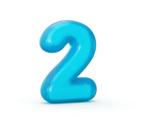Blue jelly digit 2 Two isolated on white background Jelly colorful alphabets numbers for kids 3d...