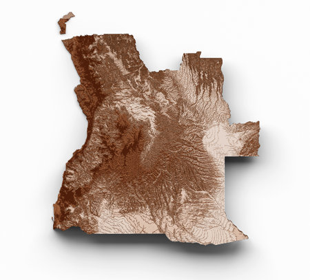 Map of Angola in old style, brown graphics in a retro style Vintage Style. High detailed 3d illustrationの写真素材