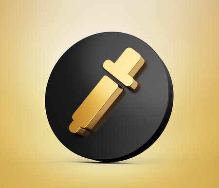 Gold Dropper or picker 3d Black icon isolated background 3d illustration.の写真素材