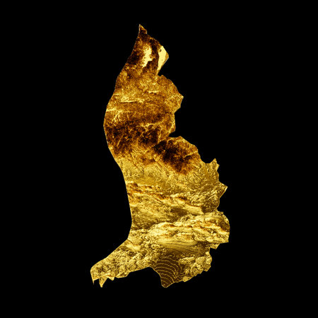 Liechtenstein Map Golden metal Color Height map Background 3d illustrationの写真素材