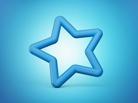 Blue star icon 3d illustration on white backgroundの写真素材