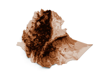 Map of Ethiopia in old style, brown graphics in a retro style Vintage Style. High detailed 3d illustrationの写真素材