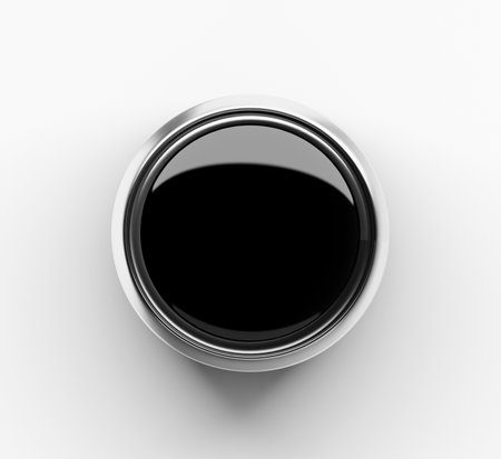 Glossy button, transparent with metallic elements Round frame 3d illustration