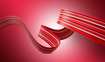 Modern Style Red paint brush stroke ribbon. Ð¡urly ribbon. Acrylic brush stroke. 3d illustration