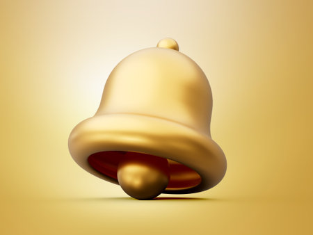 Golden bell isolated on Gold background. 3D illustrationの写真素材