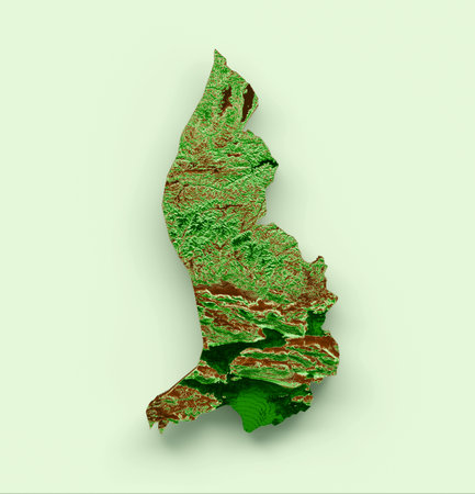 Liechtenstein Topographic Map 3d realistic map Color 3d illustrationの写真素材