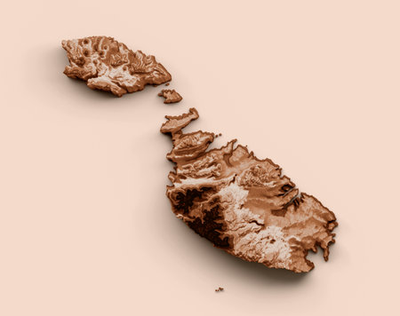 Map of Malta in old style, brown graphics in a retro style Vintage Style. High detailed 3d illustrationの写真素材