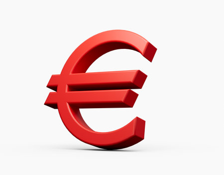 3d Realistic Red Euro Money Icon 3d illustrationの写真素材