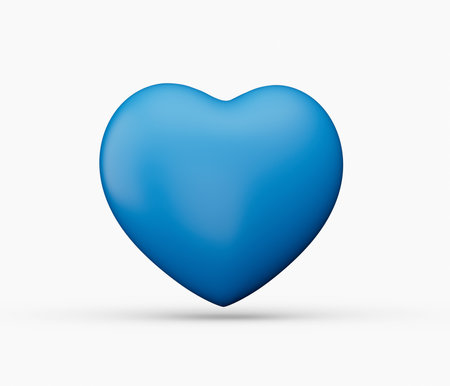 Heart blue 3d icon isolated on white background 3d illustrationの写真素材