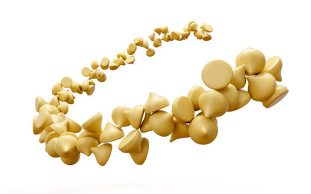 White Chocolate chip flying like moon shape 3d illustrationの写真素材