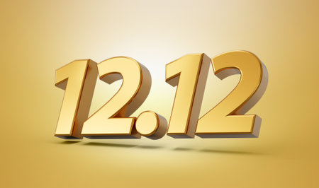 12.12 shopping day sale banner with golden elegant color scheme background 3d illustration